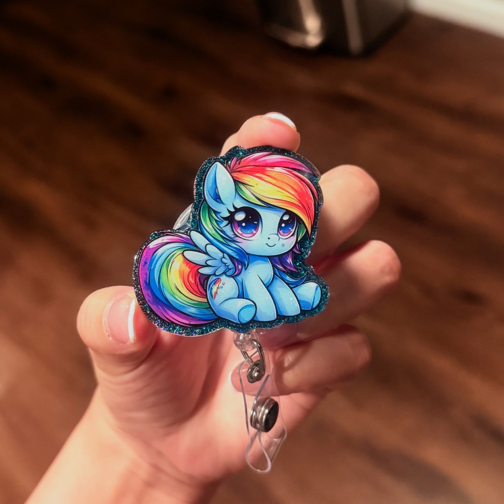 Colorful Rainbow Pony Badge Reel
